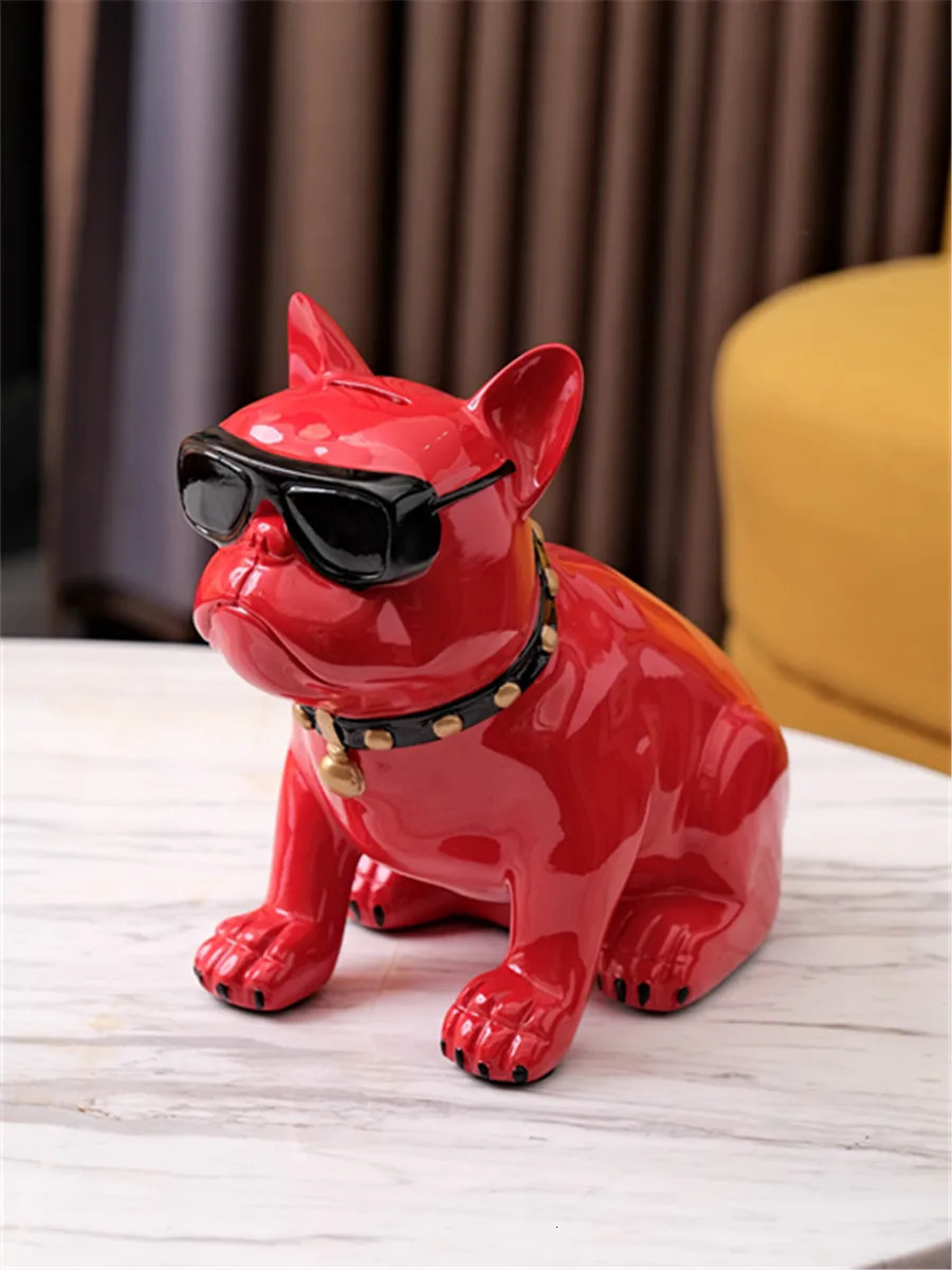 French Bulldog Piggy bank Dog Figurine Money Child Gift Home Decorations Storage Box Holder Coin Bank Toy For Kids 240319
