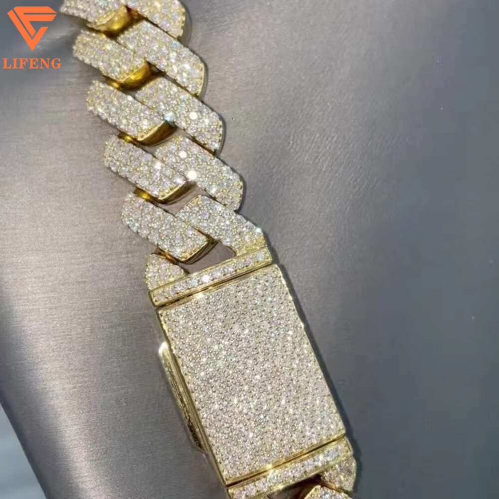 15mm Hip Hop Jewelry 925 Silver Miami Style Cuban Necklace Iced Out Moissanite Cuban Chain for Men
