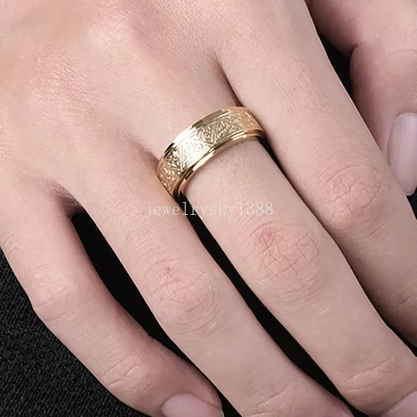 Rotatable Rings Band 8mm Celtic Triangle Knot Stainless Steel Relieve Anxiety Ring for Men Women Jewelry