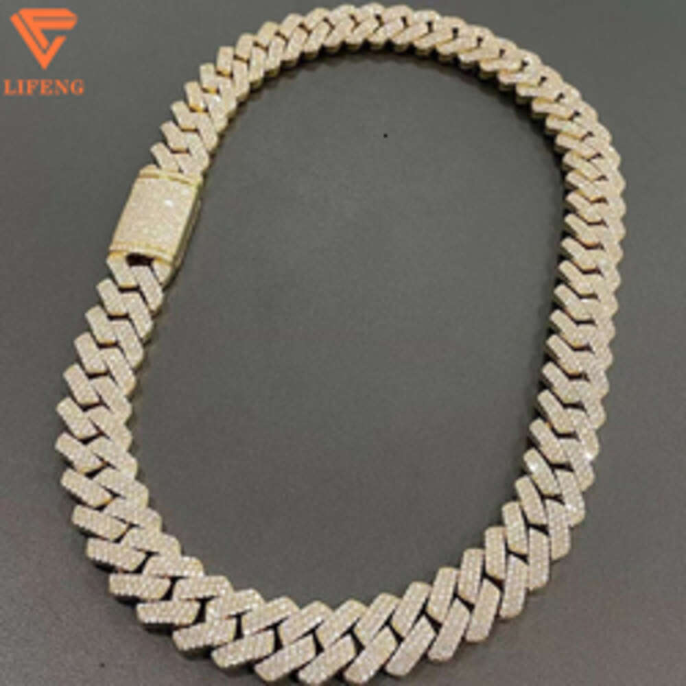 15mm Hip Hop Jewelry 925 Silver Miami Style Cuban Necklace Iced Out Moissanite Cuban Chain for Men
