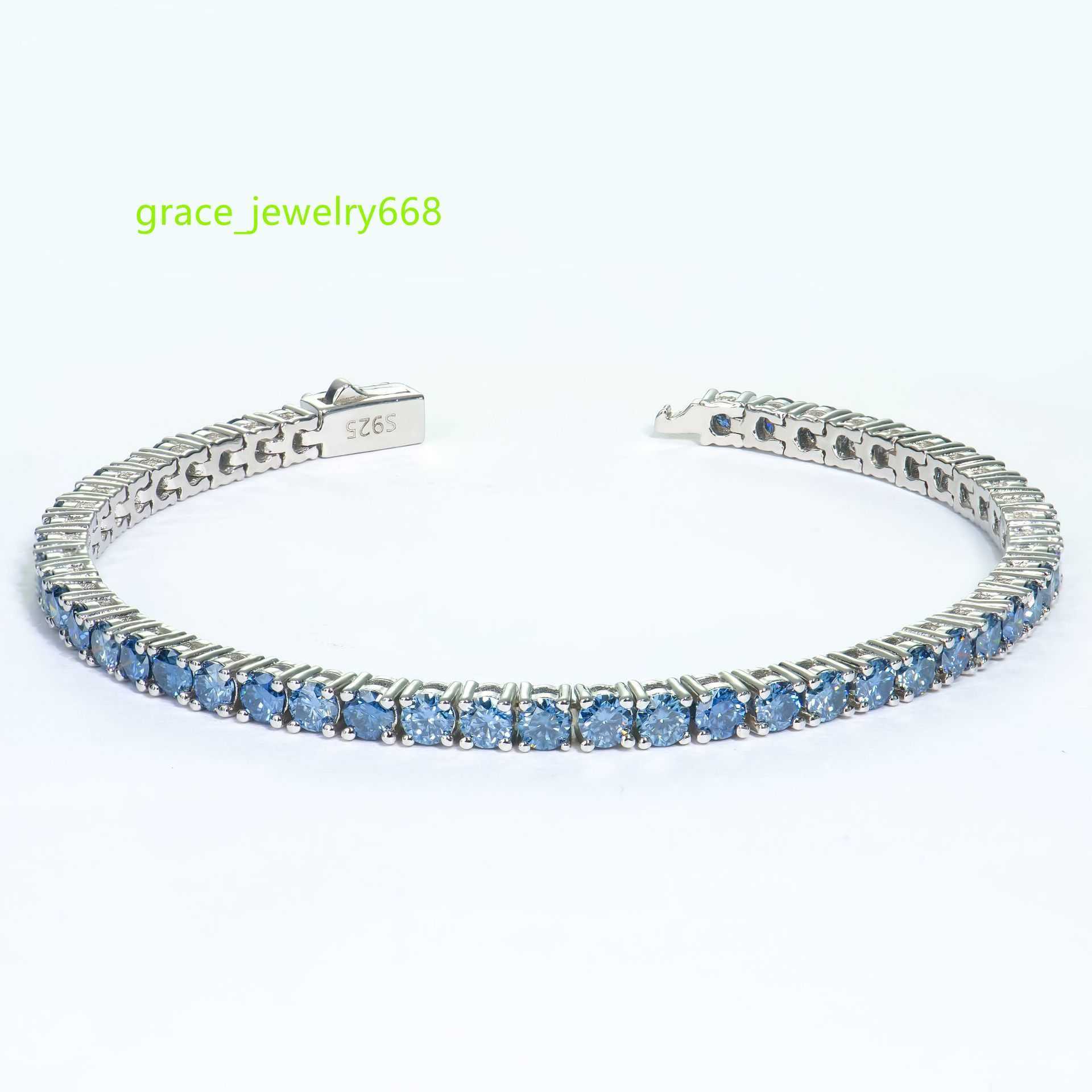 bracelet necklace mossanite 3mm Colourful Moissan Bracelet Classic Four Claw Full Set Tennis Bracelet Jewellery