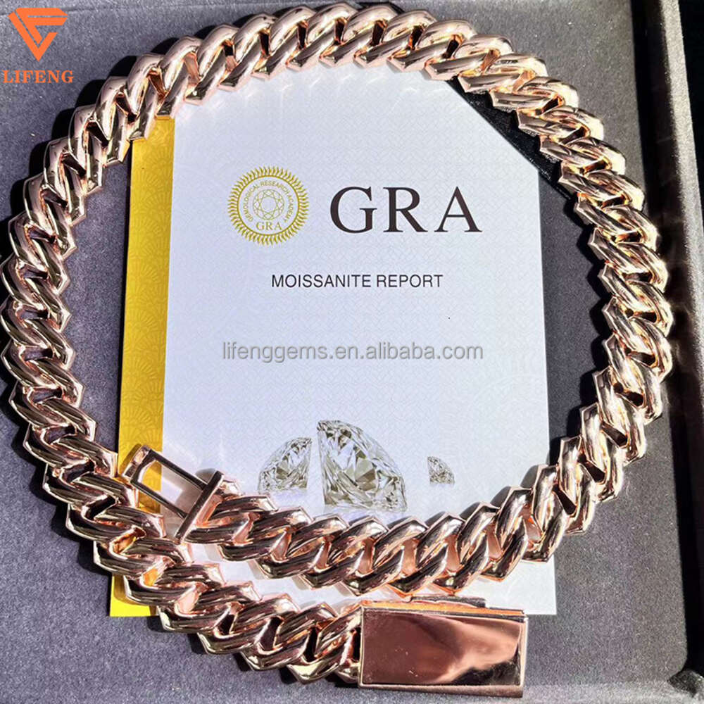 Fashion Design Solid Silver Gra Moissanite 18mm 20mm Wide Diamond Iced Out Pendant Necklace Cuban Link Chain for Rapper