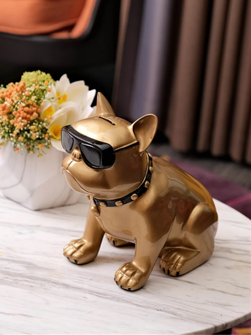 French Bulldog Piggy bank Dog Figurine Money Child Gift Home Decorations Storage Box Holder Coin Bank Toy For Kids 240319
