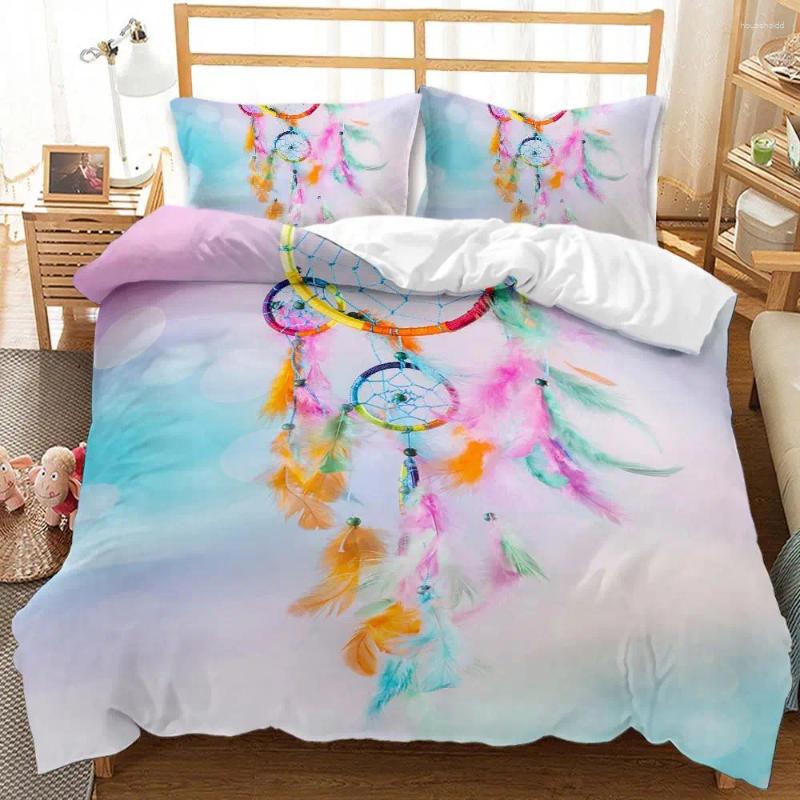 Bedding Sets Colorful Duvet Cover Set Dream Catcher Feather Mandala Comforter with Pillowcase for Adult Girls Bedroom Decor