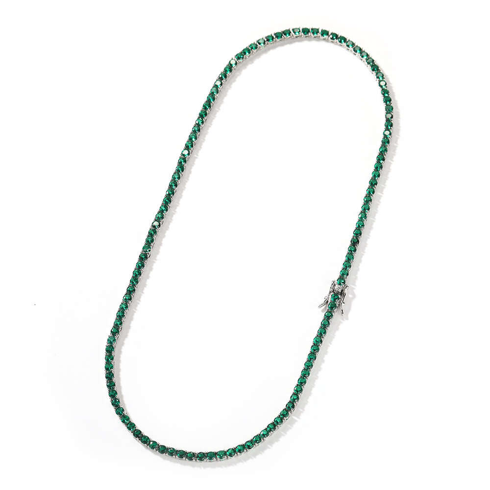 300 Hip Hop Cute Green Tennis Chain Cubic Zirconia Choker Necklace Bling Vintage Bling Ball Gemstone Necklaces Mens And Womens Fashion Trendy Bijoux J