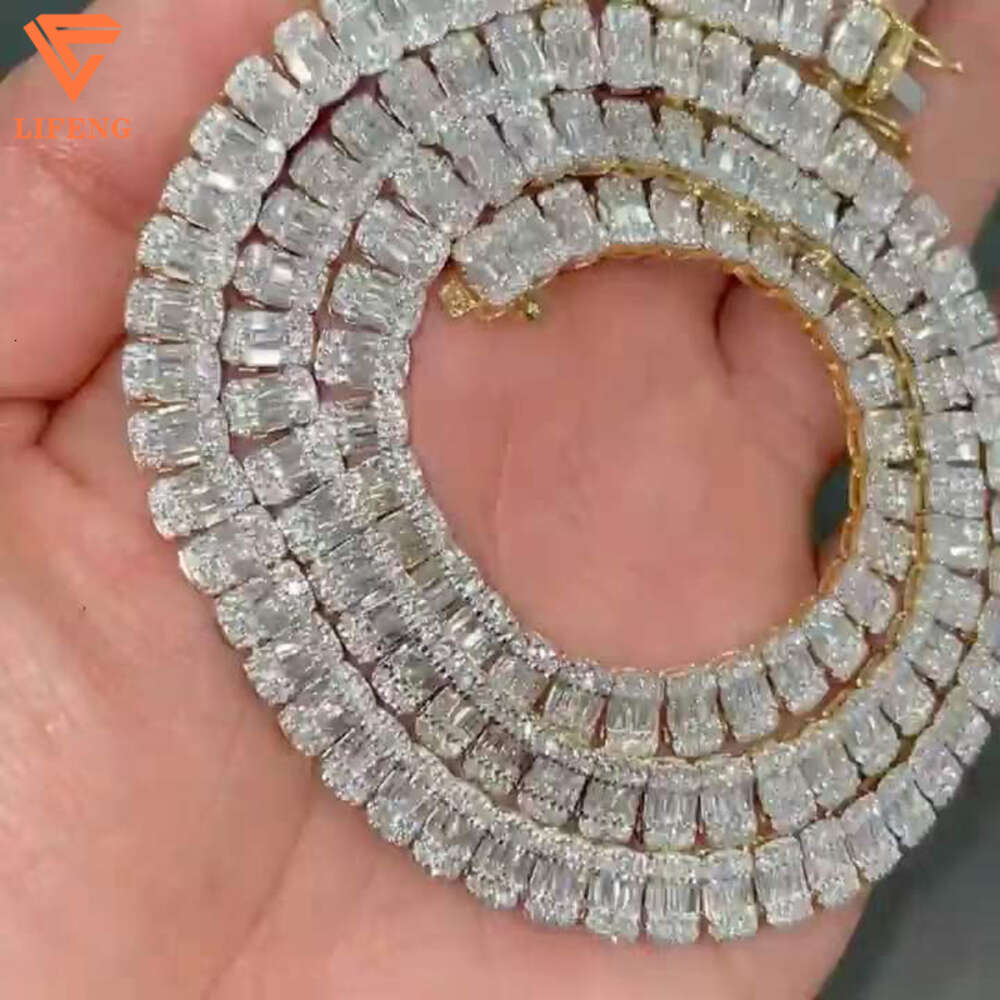 New Custom Ice Out Personality Pendant Necklace Tennis Chain Suit Hand Inlaid Moissanite Hip Hop Jewelry