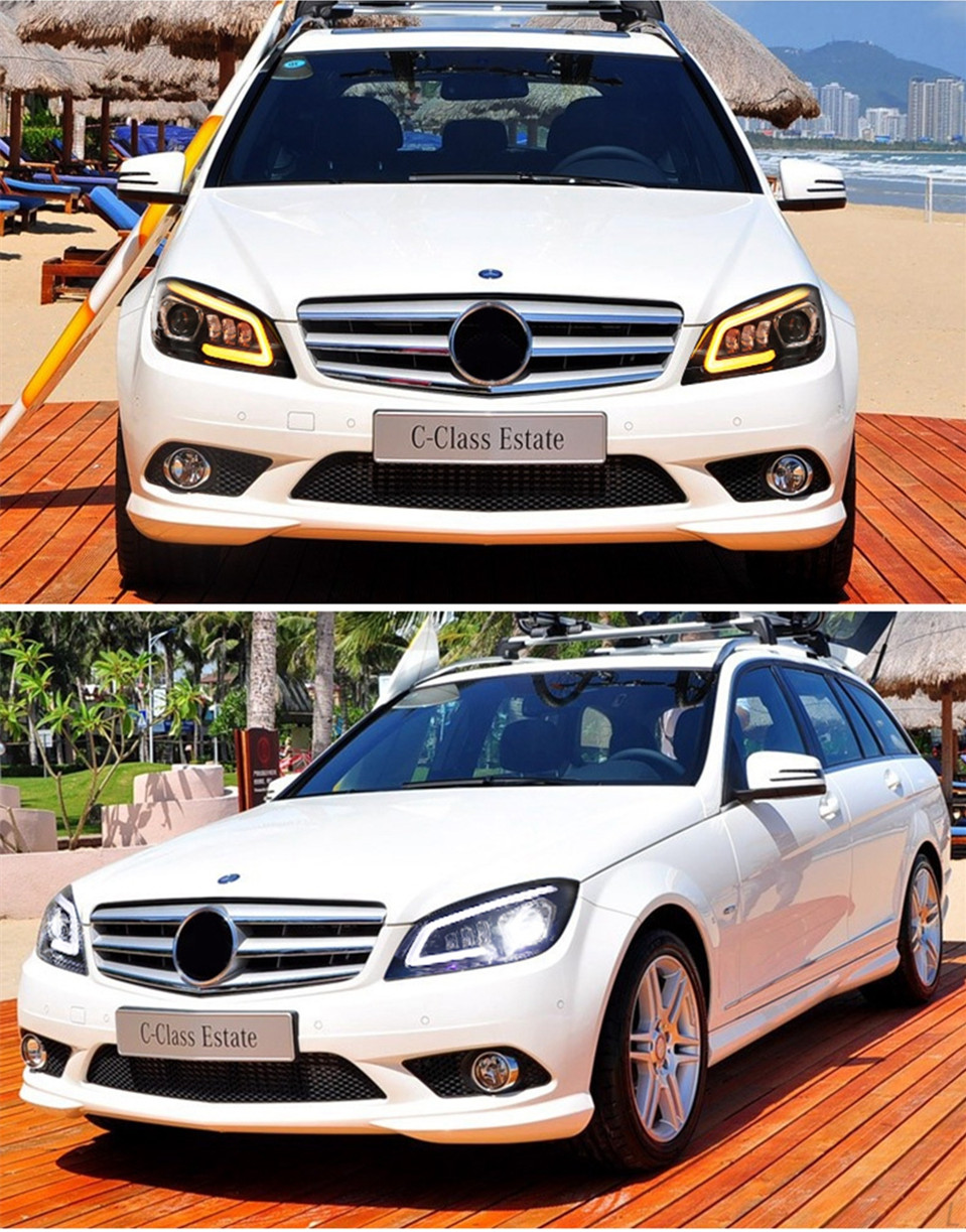 For Benz W204 Headlights 2007-2010 C Class LED Car Lamps Daytime Running Lights Dynamic Turn Signals Car Accessories