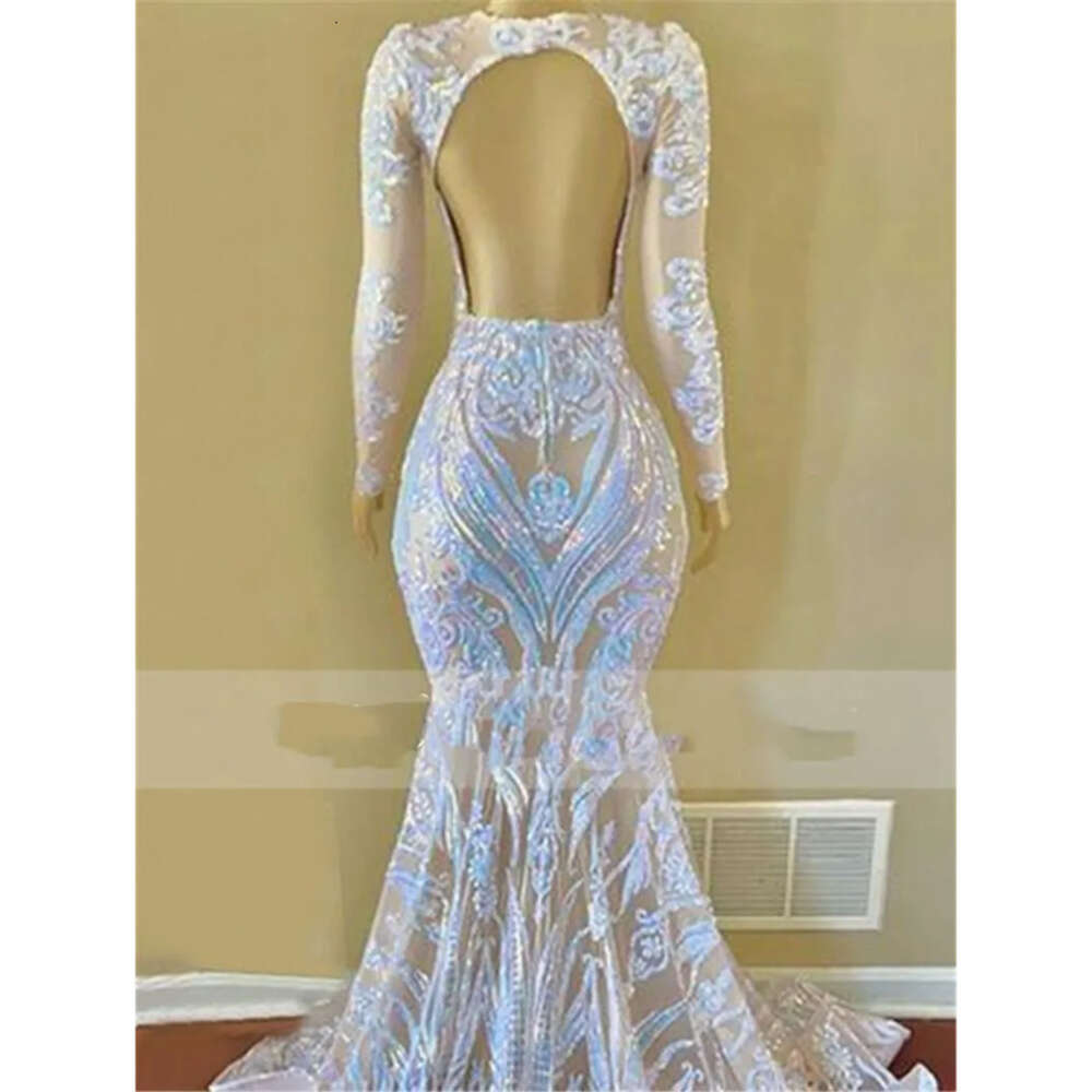 Sleeves New Long Sequins Mermaid Prom Dresses Sparking Backless Ruched Evening Gown Plus Size Formal Party Wear Gowns s