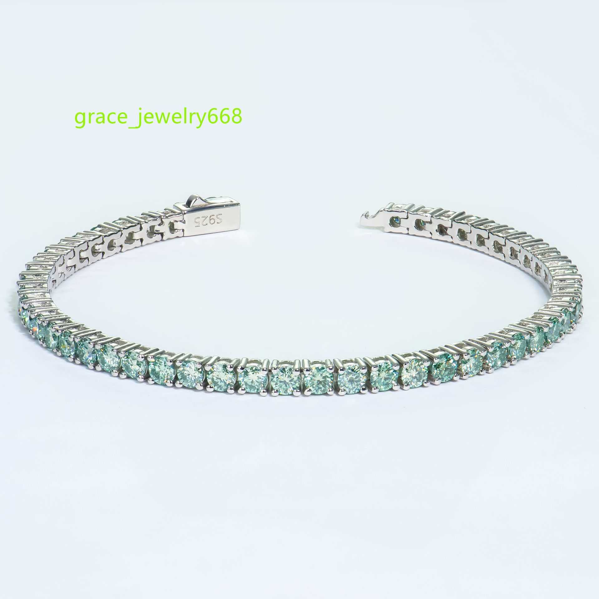 bracelet necklace mossanite 3mm Colourful Moissan Bracelet Classic Four Claw Full Set Tennis Bracelet Jewellery