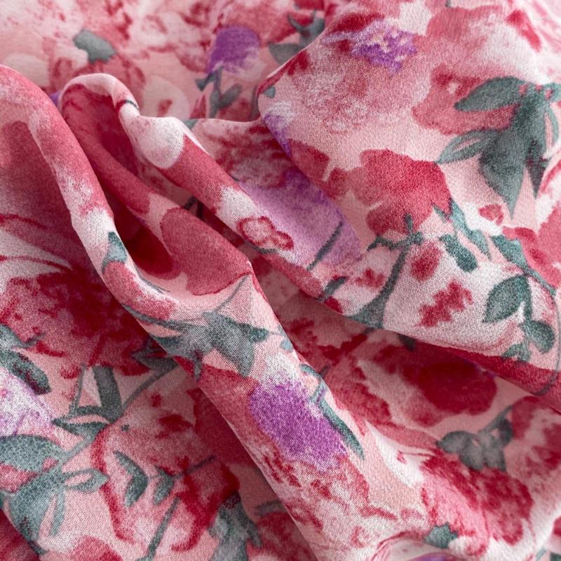 Casual Dresses 2024 Summer Sweet Lolita Dress For Girls High Waist Close Sleeveless A-line Ruffle Floral Chiffon Women Holiday