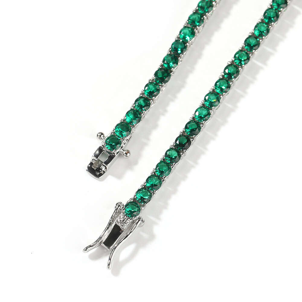 300 Hip Hop Cute Green Tennis Chain Cubic Zirconia Choker Necklace Bling Vintage Bling Ball Gemstone Necklaces Mens And Womens Fashion Trendy Bijoux J