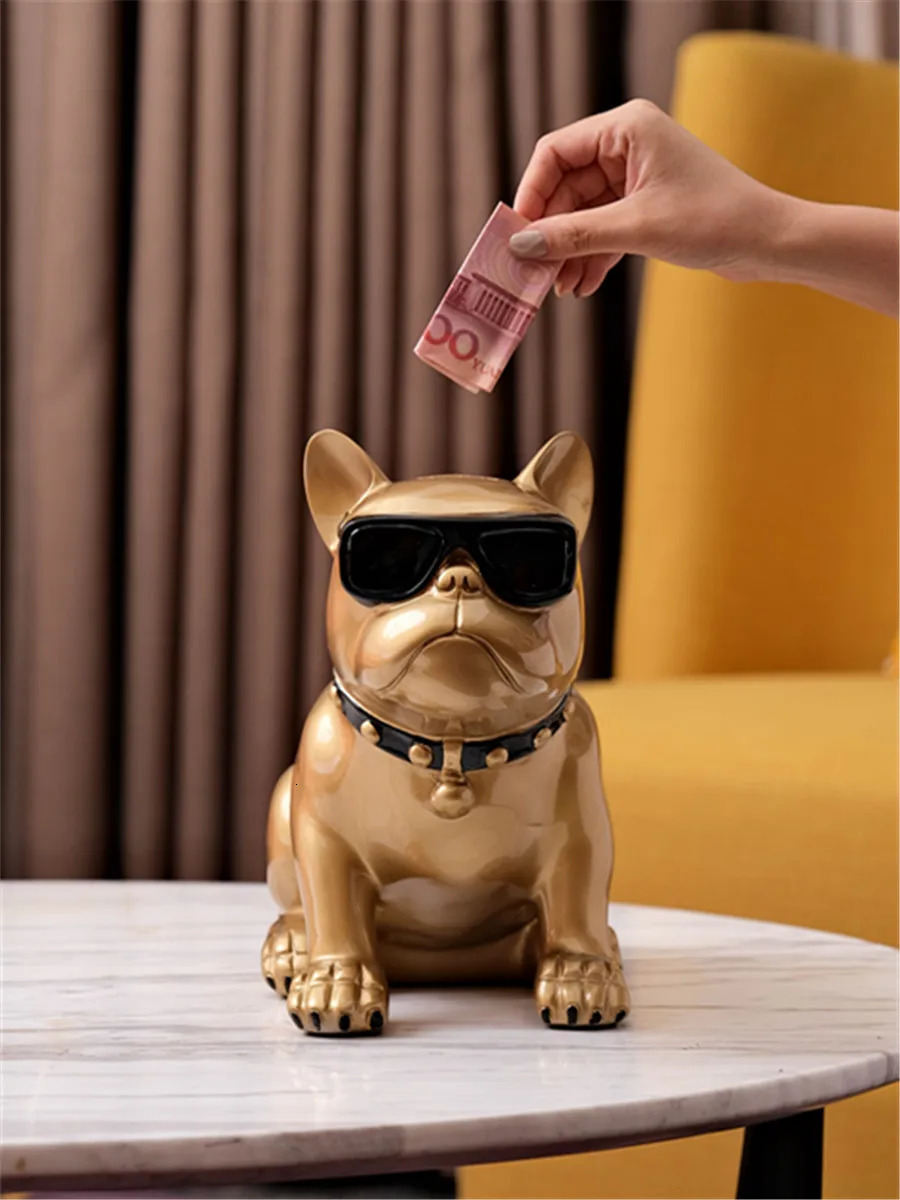 French Bulldog Piggy bank Dog Figurine Money Child Gift Home Decorations Storage Box Holder Coin Bank Toy For Kids 240319