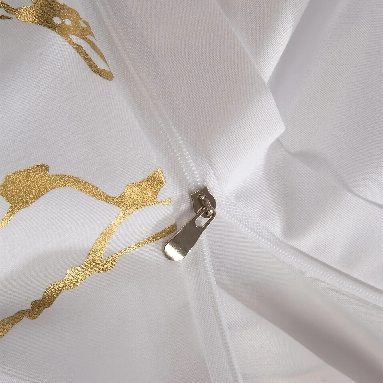 Queen Bedding Duvet Set White Marble Printed 3 Piece Microfiber Down Comforter Quilt Cover with Zipper Closure