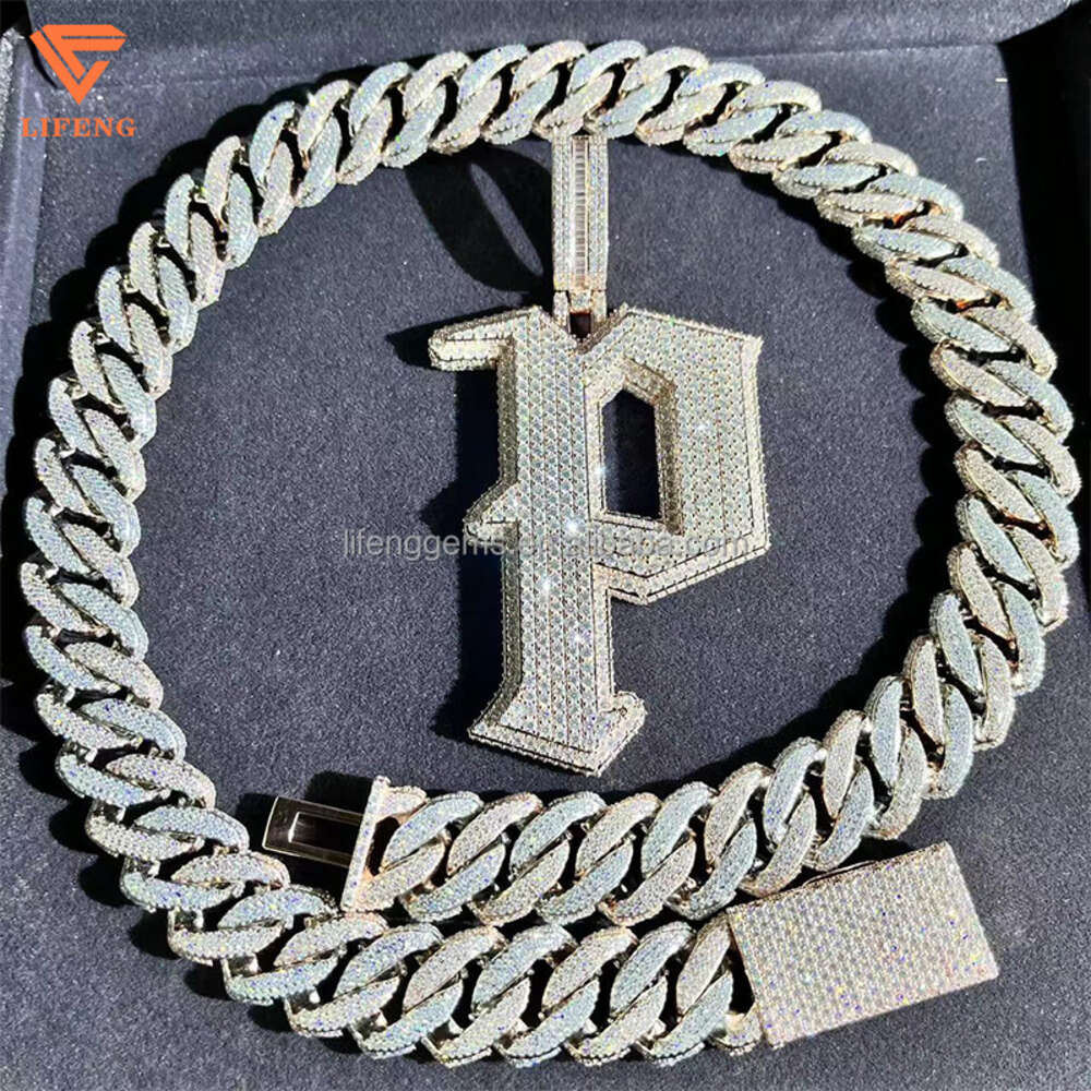 Customization Hip Hop Cuban Link 18cmnecklace White Gold Plated Iced Out Moissanite Diamond Cuban Chain
