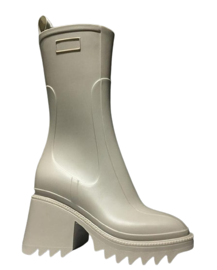 Luxury Designer Womens Half Boots shoes Winter Chunky Med Heels Plain Square Toes shoe Rainboots Zip Women Mid Calf Booty Wea