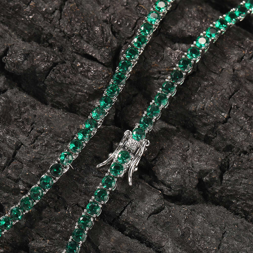 300 Hip Hop Cute Green Tennis Chain Cubic Zirconia Choker Necklace Bling Vintage Bling Ball Gemstone Necklaces Mens And Womens Fashion Trendy Bijoux J