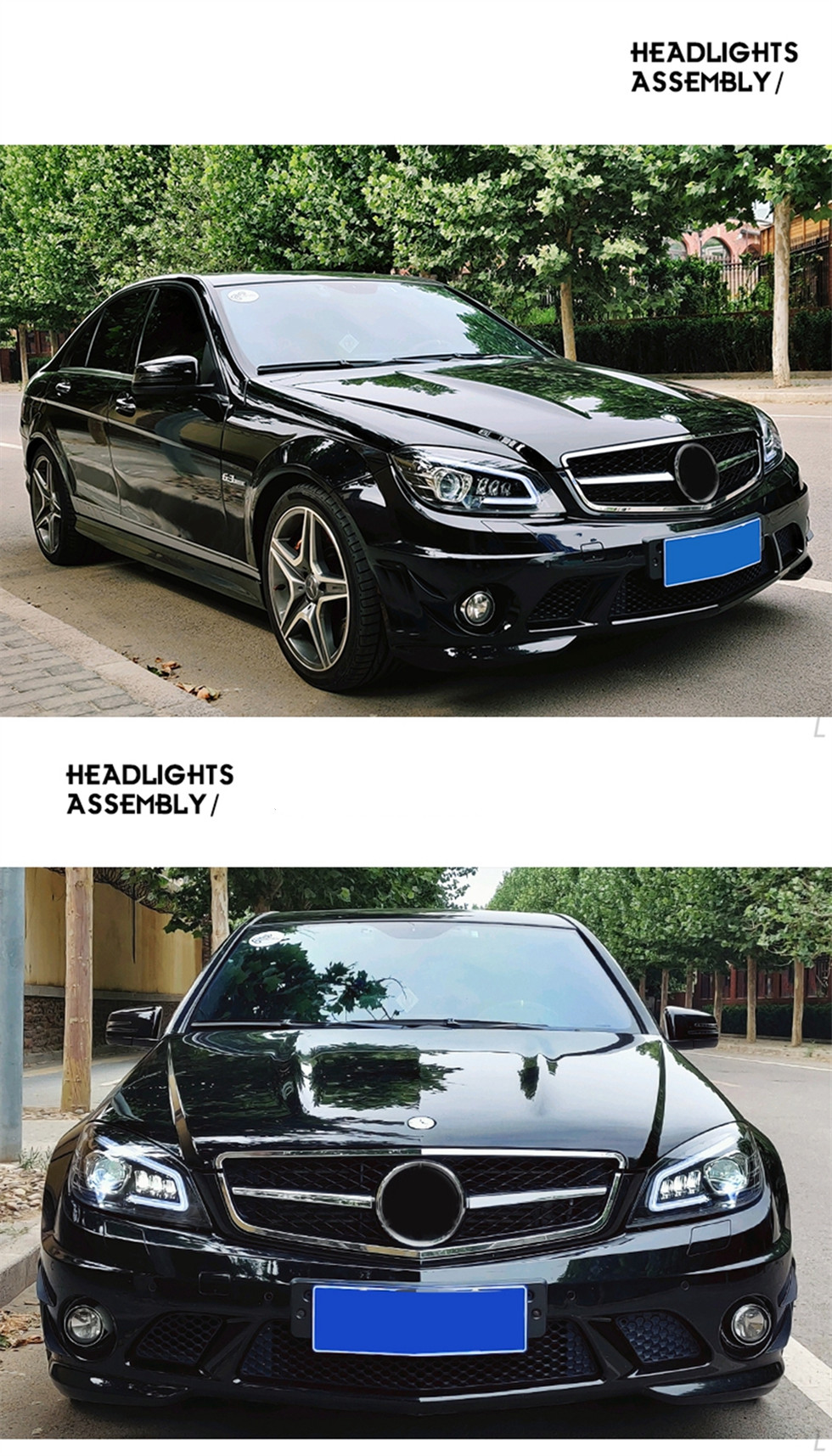 For Benz W204 Headlights 2007-2010 C Class LED Car Lamps Daytime Running Lights Dynamic Turn Signals Car Accessories