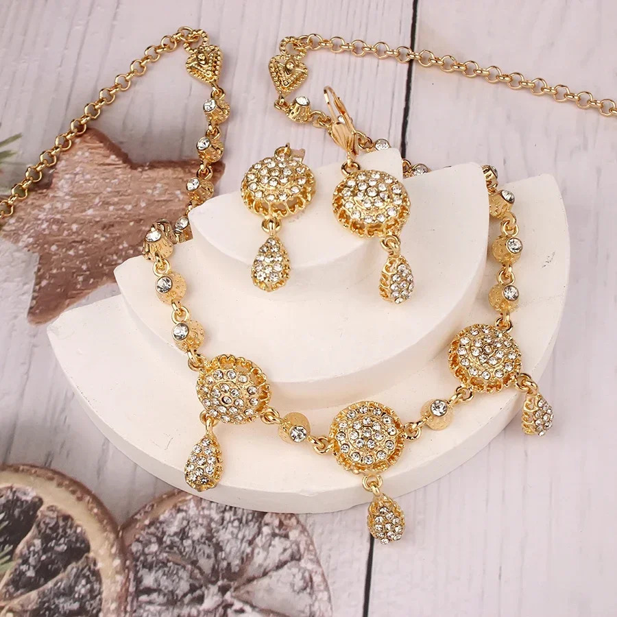 Algeria Bride Hair Chain Gold Plated Crystal Wedding Head Wear Diademas Para Ethnic Women Jewelry Bijoux De Tete Mariage 240311