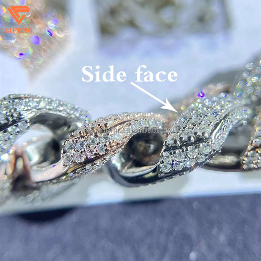 18mm Vvs Moissanite Chilled Diamond Chain Silver Necklace 925 Sterling Mens Miami Cuban