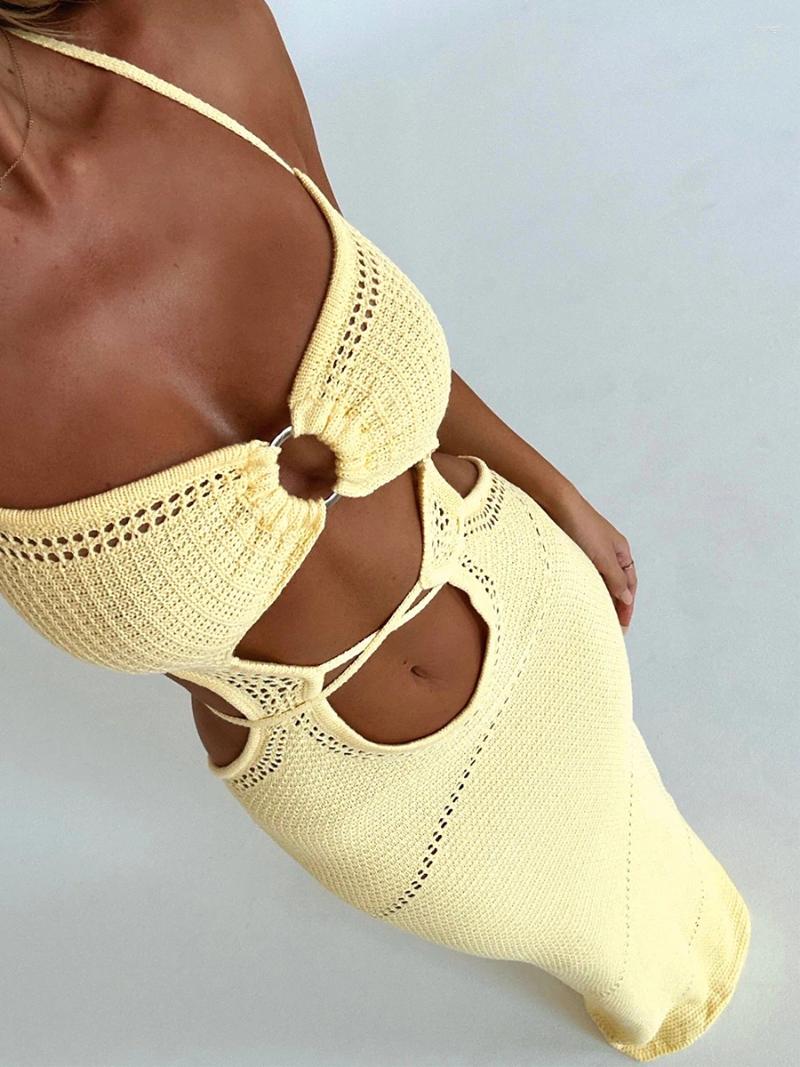 Casual Dresses Women Hollow Out Y2k Bodycon Mini Dress Crochet Cover Up Knit See Through Beachwear Su