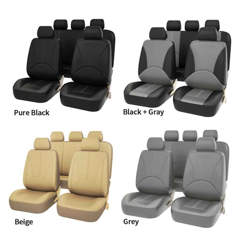 New Set Breathable PU Leather Vehicle Seat Cushion Surround Cover For Car Full Protection Pad Fit 5-Seat Auto