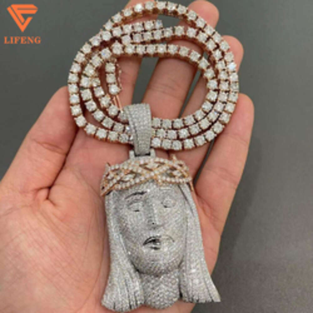 New Custom Ice Out Personality Pendant Necklace Tennis Chain Suit Hand Inlaid Moissanite Hip Hop Jewelry