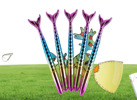 Mermaid Pen Gift Stationery Fish Ballpoint Pens Creative Office Business Supplies Students Prize black blue ink 1mm 05mm