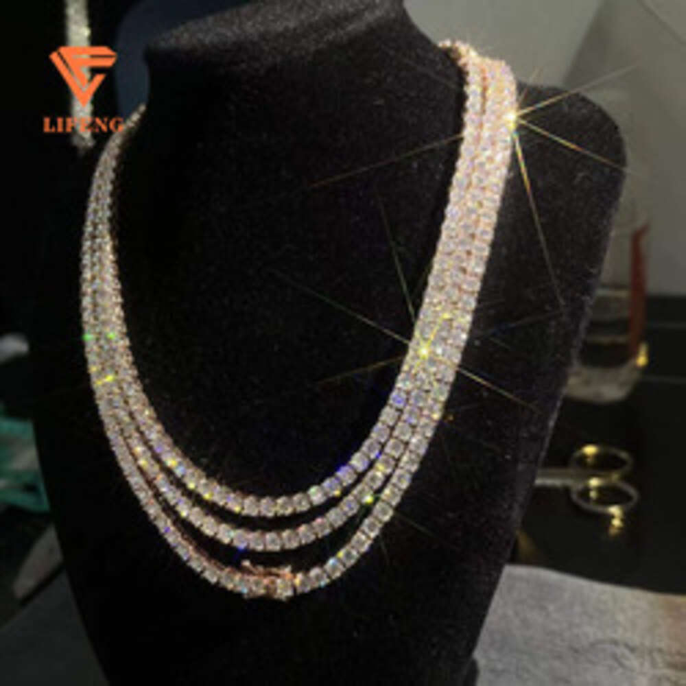 2023 Best Selling Hip Hop Iced Out Jewelry S925 3mm 4mm Loose Synthetic Stone Moissanite Diamond Tennis Necklace