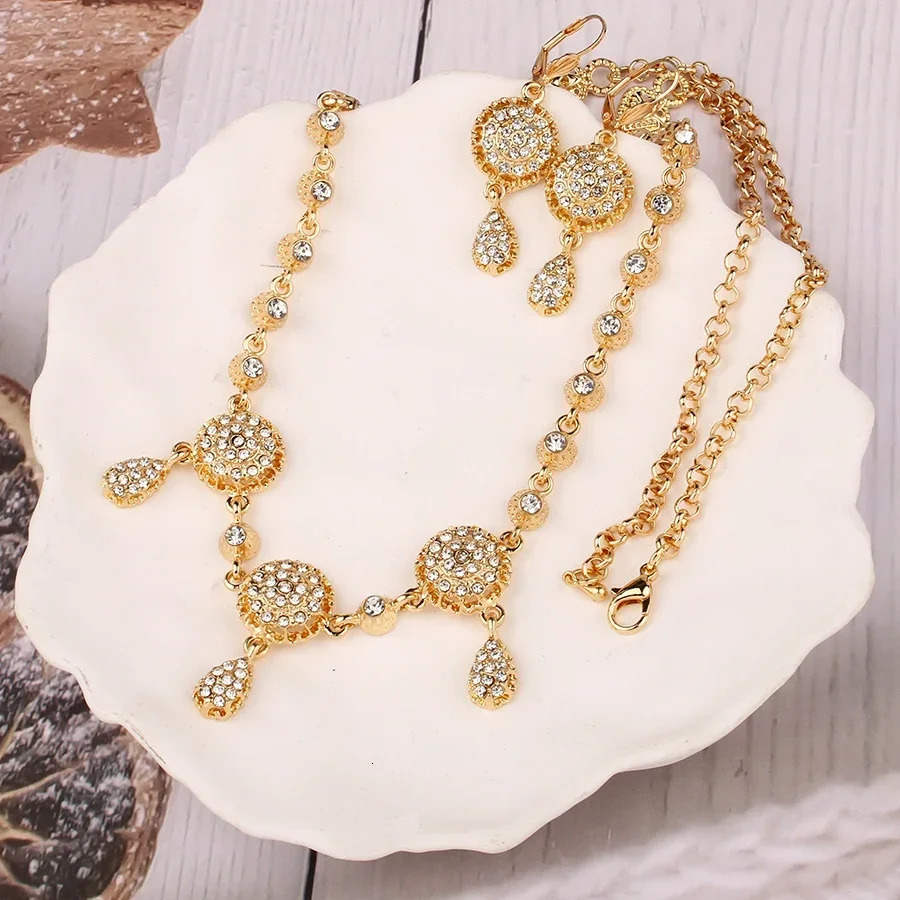 Algeria Bride Hair Chain Gold Plated Crystal Wedding Head Wear Diademas Para Ethnic Women Jewelry Bijoux De Tete Mariage 240311