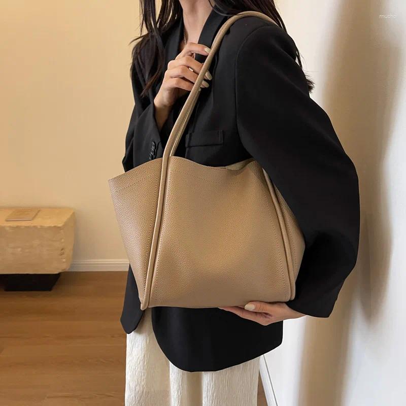 Evening Bags Vintage Women Shoulder PU Ladies Hand Bag Casual Big Tote Large Capacity 2024 Female Commuting Handbag Bolsa