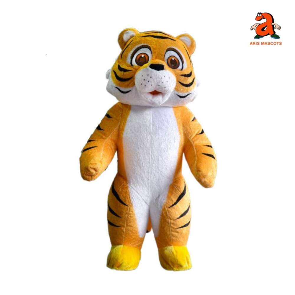 Mascot Costumes 2m/2.6m Iatable Mascot Costume Realistic Tiger Adult Blow Up Suit Theme Park Entertainment Character Dress