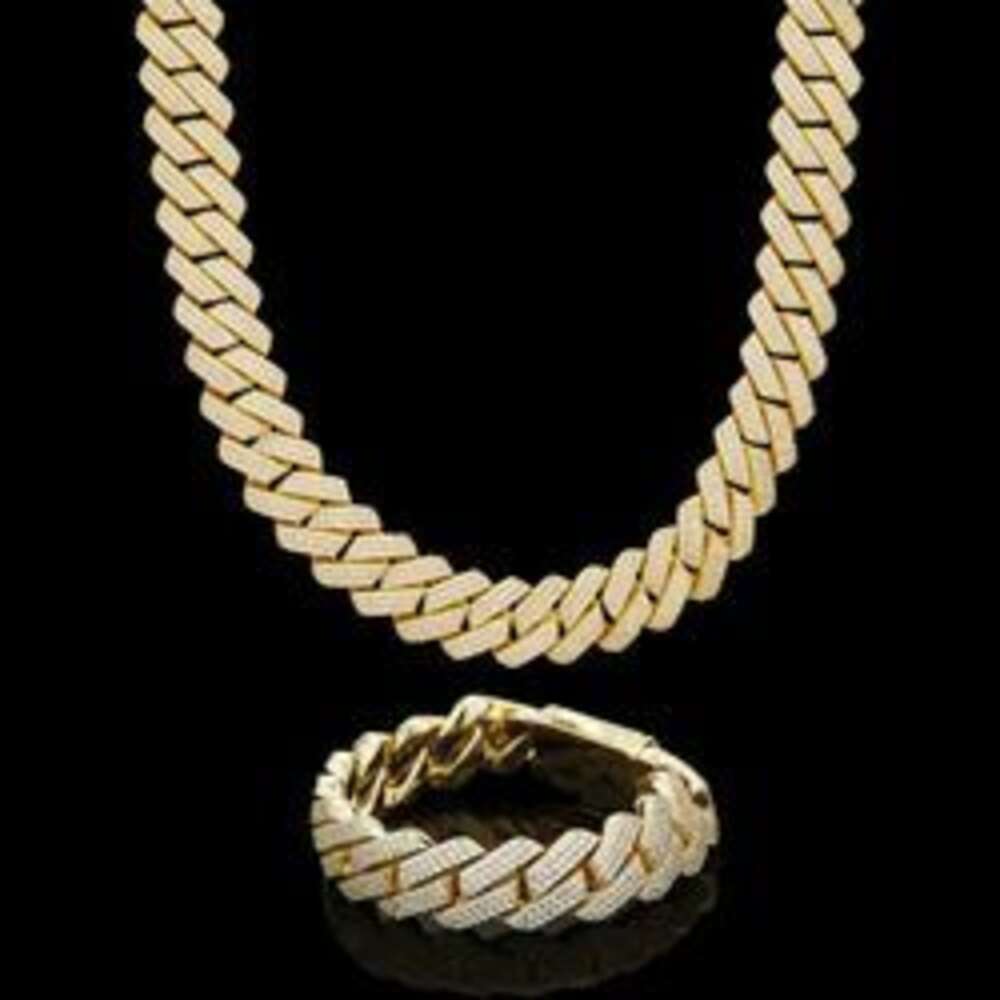 Wholesale Vvs Black Moissanite Miami Cuban Link Chain 8mm 10mm 12mm 14mm 18mm Hiphop Necklace Bracelet Men Jewelry