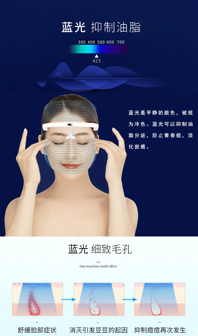 LED Light Therapy Facial Mask USB 3 Colors Skin Care Instrument Face Mask Rejuvenation Wrinkle Ance Removal Beauty Device