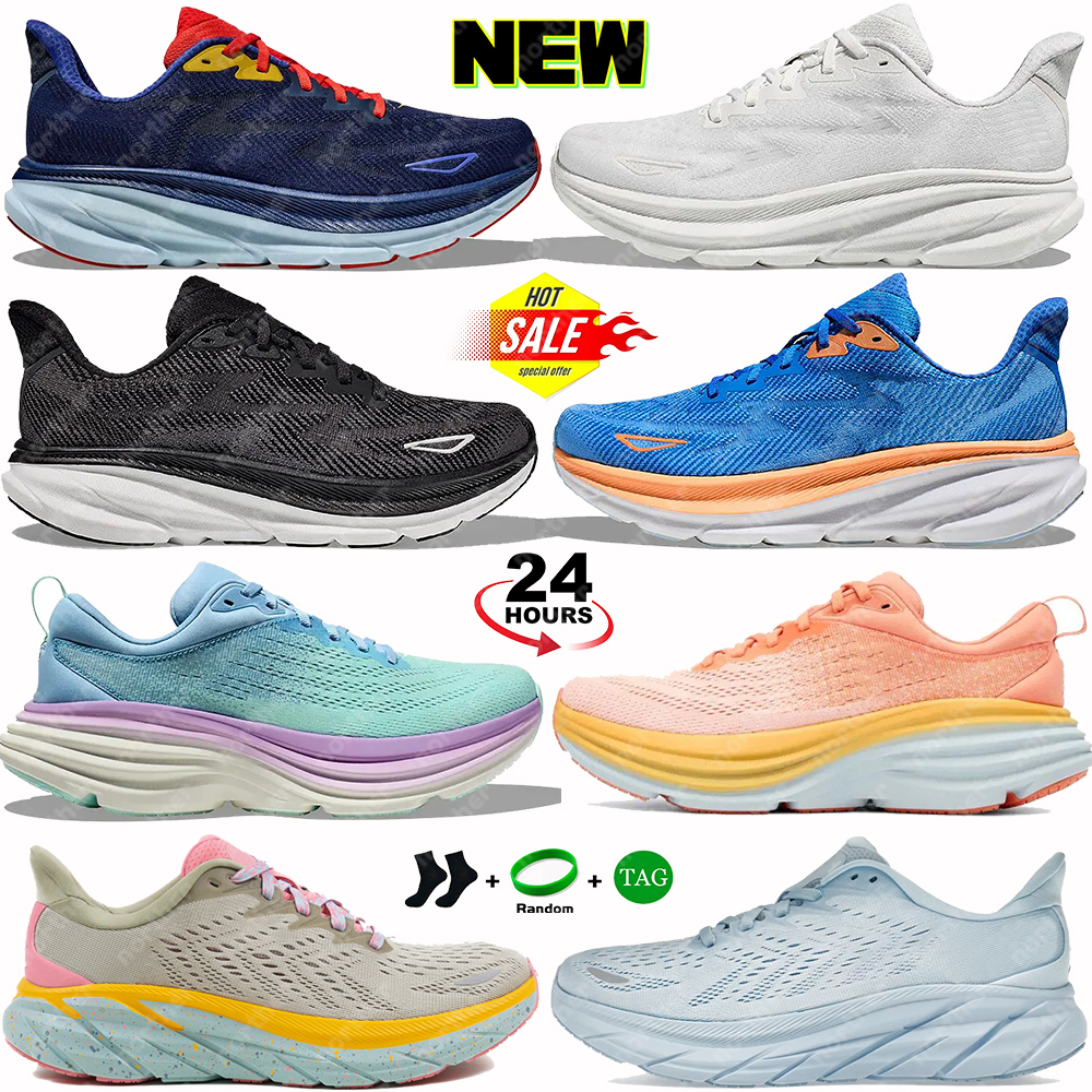 New running shoes triple black white blue fog orange mint pink purple yellow pear lilac marble Clifton 9 Bondi 8 mens designer sneakers womens trainers Eur 36-45