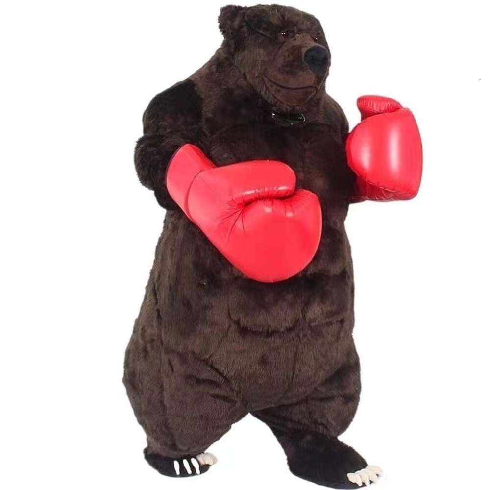 Mascot Costumes 2m Huge Iatable Boxing Bear Costume Adult Full Wearable Mascot Walking Blow Up Suit Stage Wear Carnival Dress Entertainment