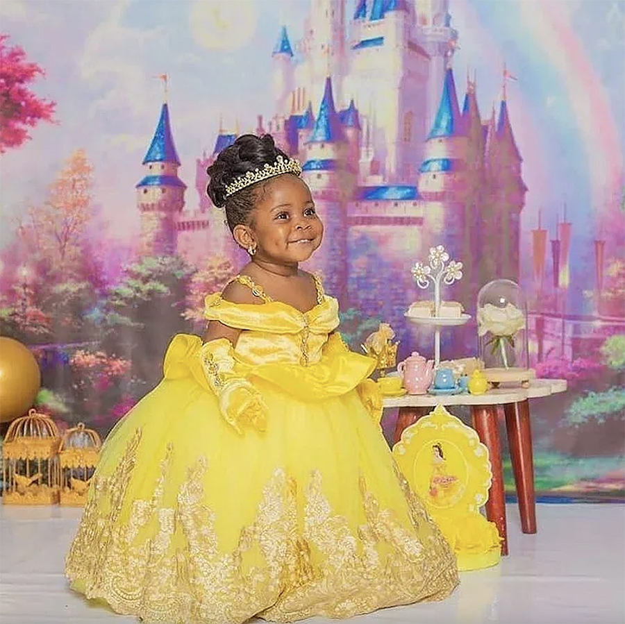 Yellow Ball Gown Flower Girl Dresses With Lace Appliques Little Girls Pageant Dress Kids Forma Birthday Gowns For Photo Shoot