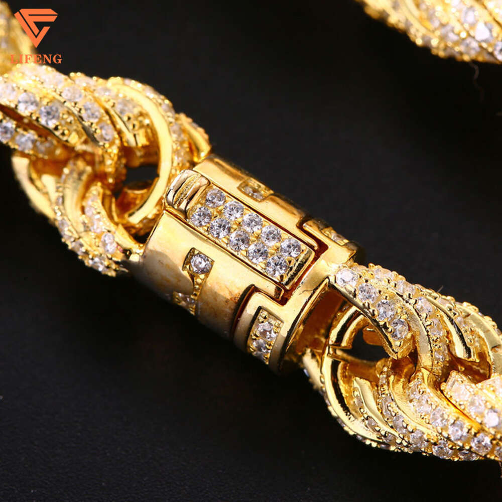 Cuban Link Chain Moissanite Vvs Diamond 10mm Wide Rope Ice Out Necklace Mens 925 Sterling Silver Twist Bracelet