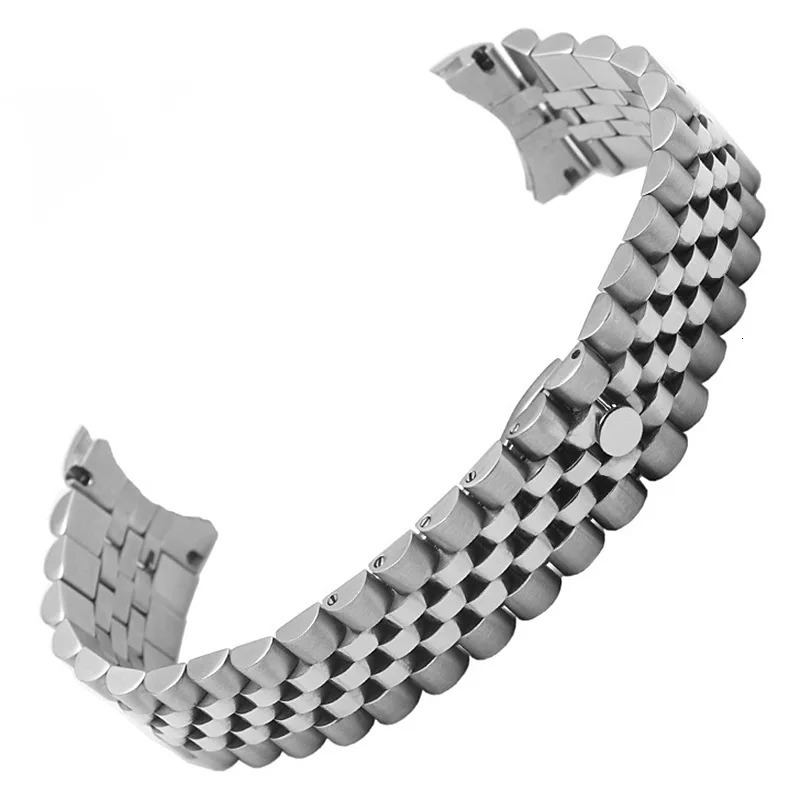 CARLYWET 20mm 316L Stainless Steel Jubilee Silver Two Tone Rose Gold Wrist Watch Strap Bracelet Solid Screw Links Curved End 240311