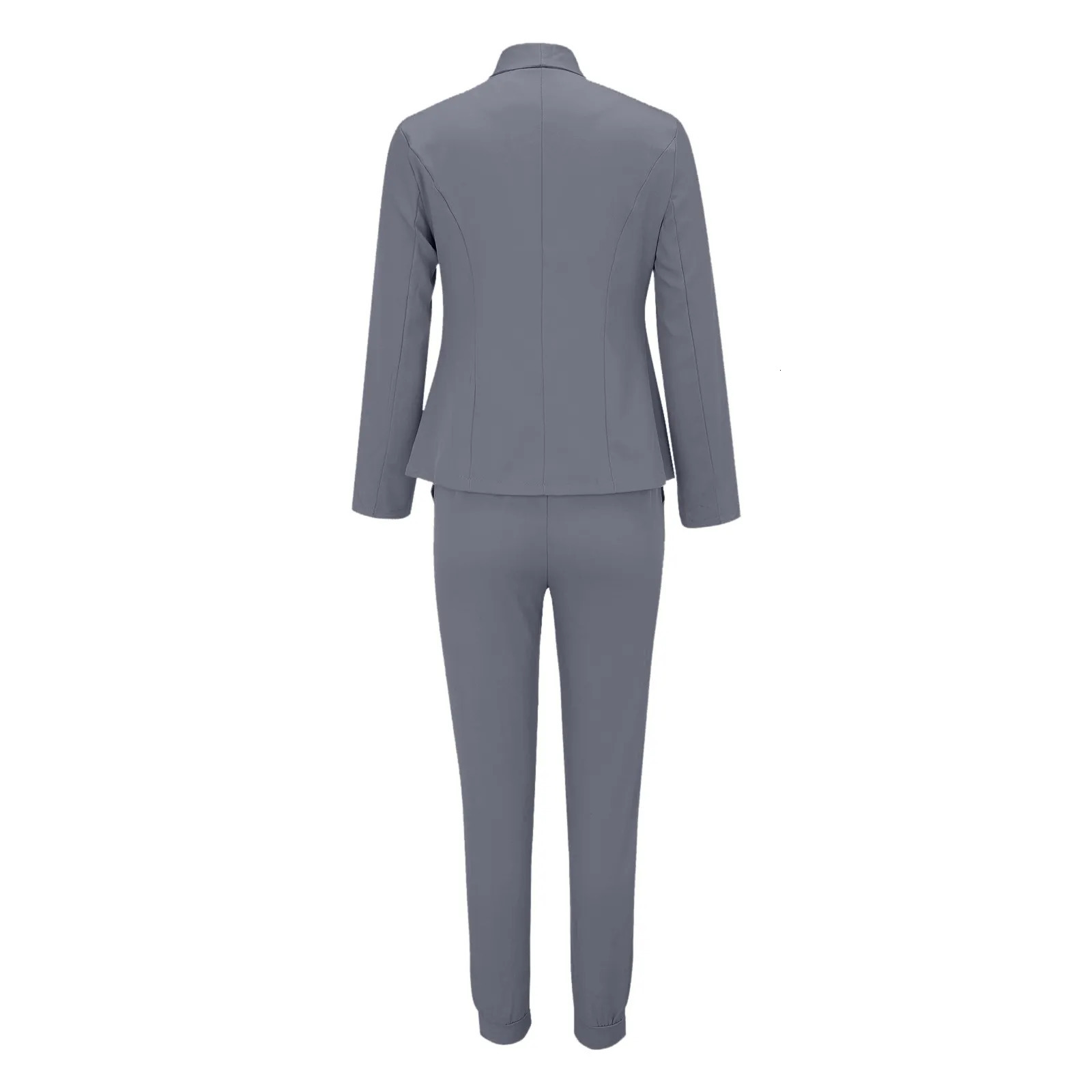 Womens Trousers Suit Two Piece Set Lapels CardiganPants Sets Business Commute Office Outfits Blue Slim Fit Formal Blazer Suits 240314