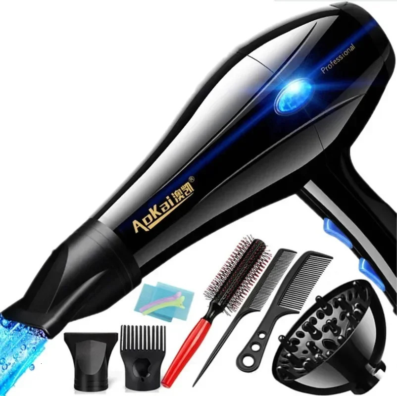 Professional Powerful Hair Dryer Fast Styling Blow Dryer And Cold Adjustment Air Dryer Nozzle For Barber Salon Tools 240314