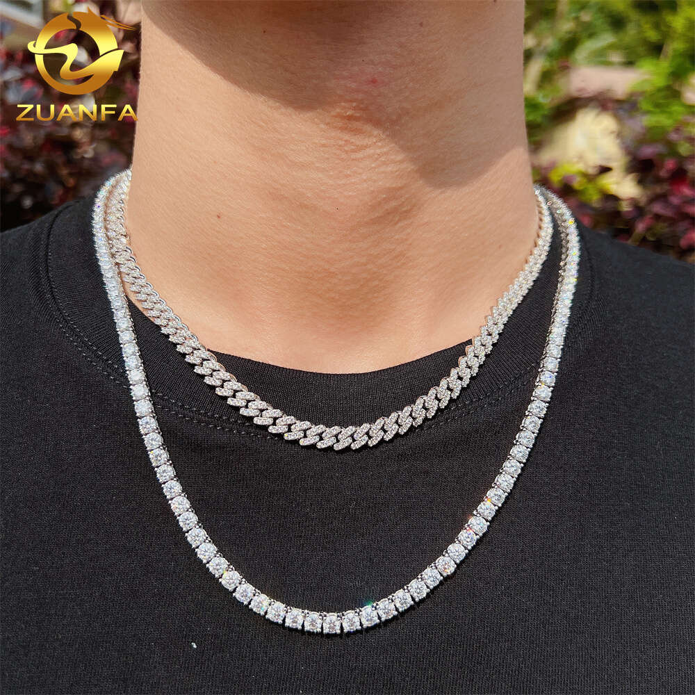 Selling 6mm Pass Diamond Tester 925 Sterling Silver Hip Hop Iced Out Vvs Moissanite Diamond Cuban Link Chain