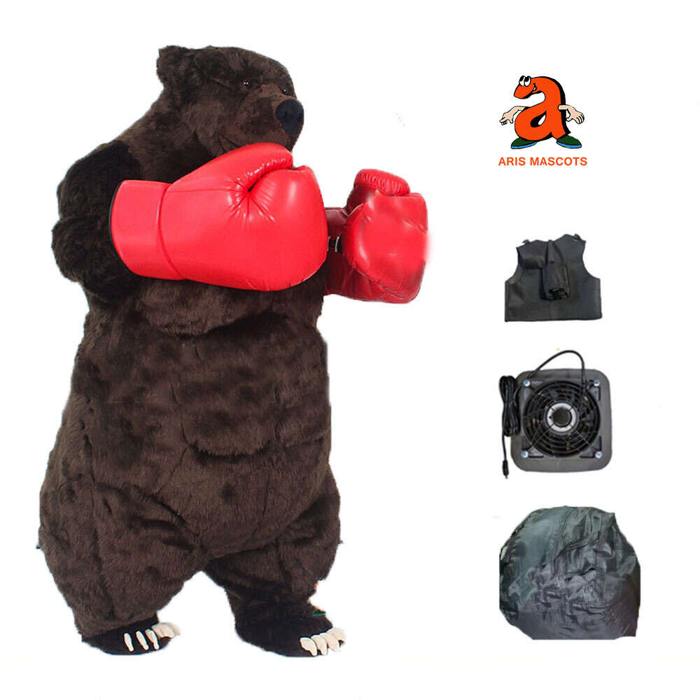 Mascot Costumes 2m Huge Iatable Boxing Bear Costume Adult Full Wearable Mascot Walking Blow Up Suit Stage Wear Carnival Dress Entertainment
