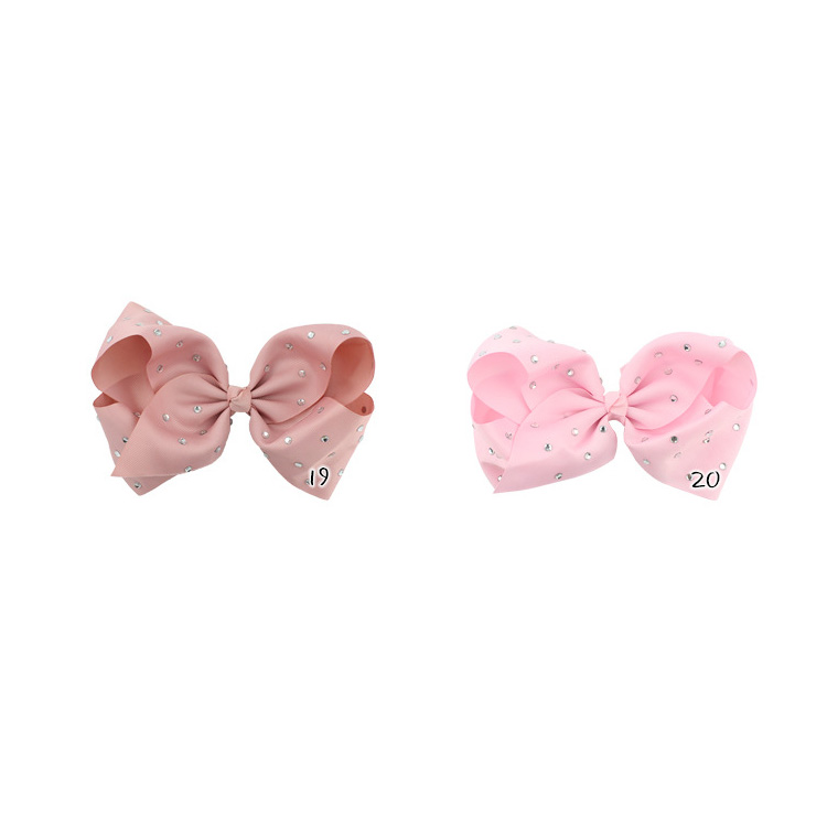 8 Inch JOJO Rhinestone Hair Bow With Clip For School Baby Children Pastel Bow 16 Colors Kids Hair Accessories
