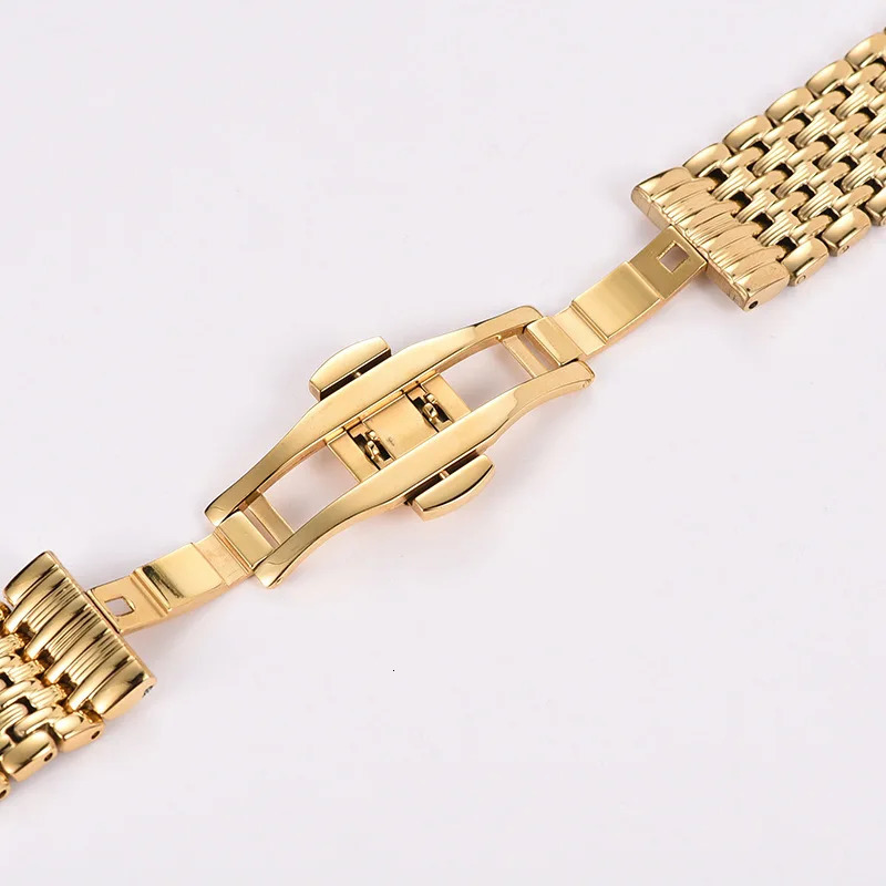 High quality 14MM 16MM 18MM 20MM 22MM Stainless Steel Watch Strap For WomenMen band Silver Gold Rose watch bracelet 240311