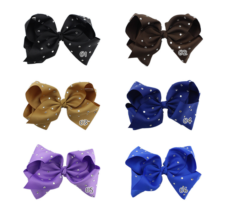 8 Inch JOJO Rhinestone Hair Bow With Clip For School Baby Children Pastel Bow 16 Colors Kids Hair Accessories