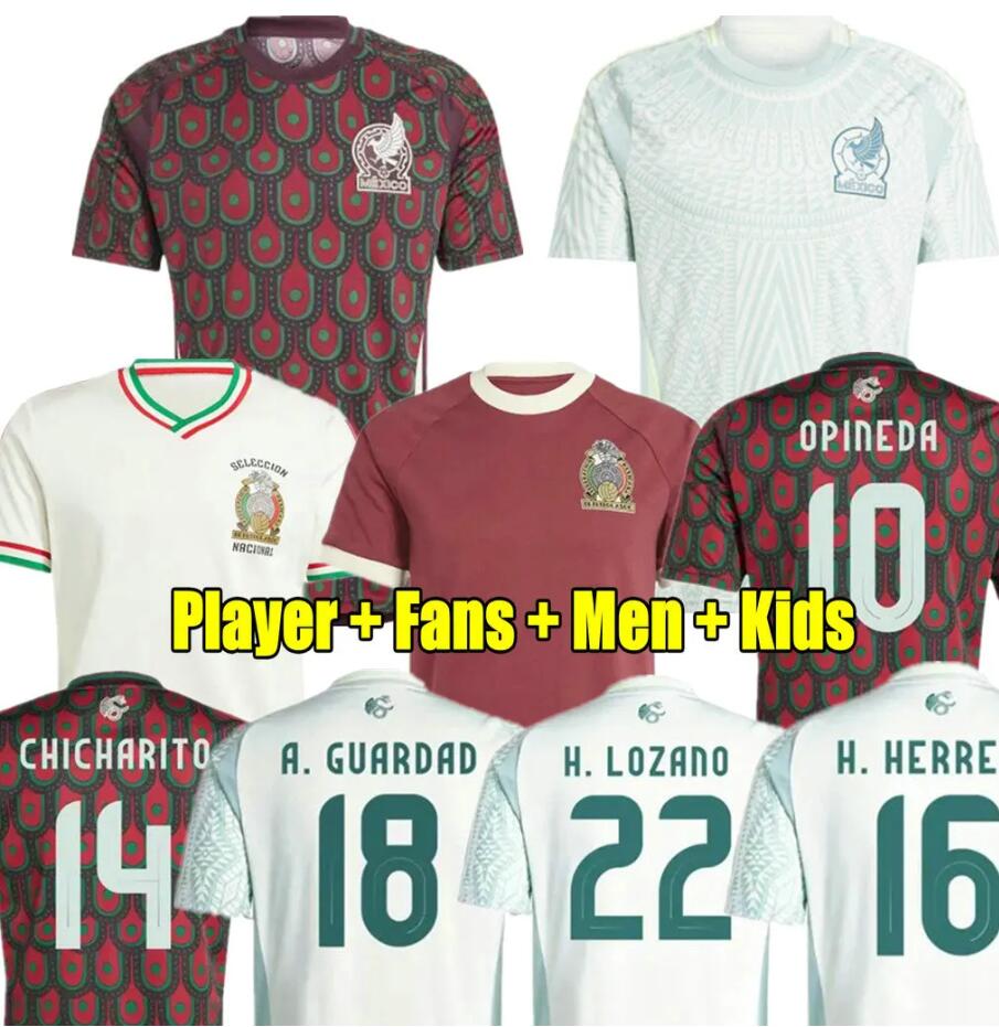 MeXiCO Soccer Jersey CHICHARITO 2024 Copa America Cup Camisetas Kids Kit National Team Home Away Player Version Football Shirt GIMENEZ LOZANO 1985 Retro Maillot