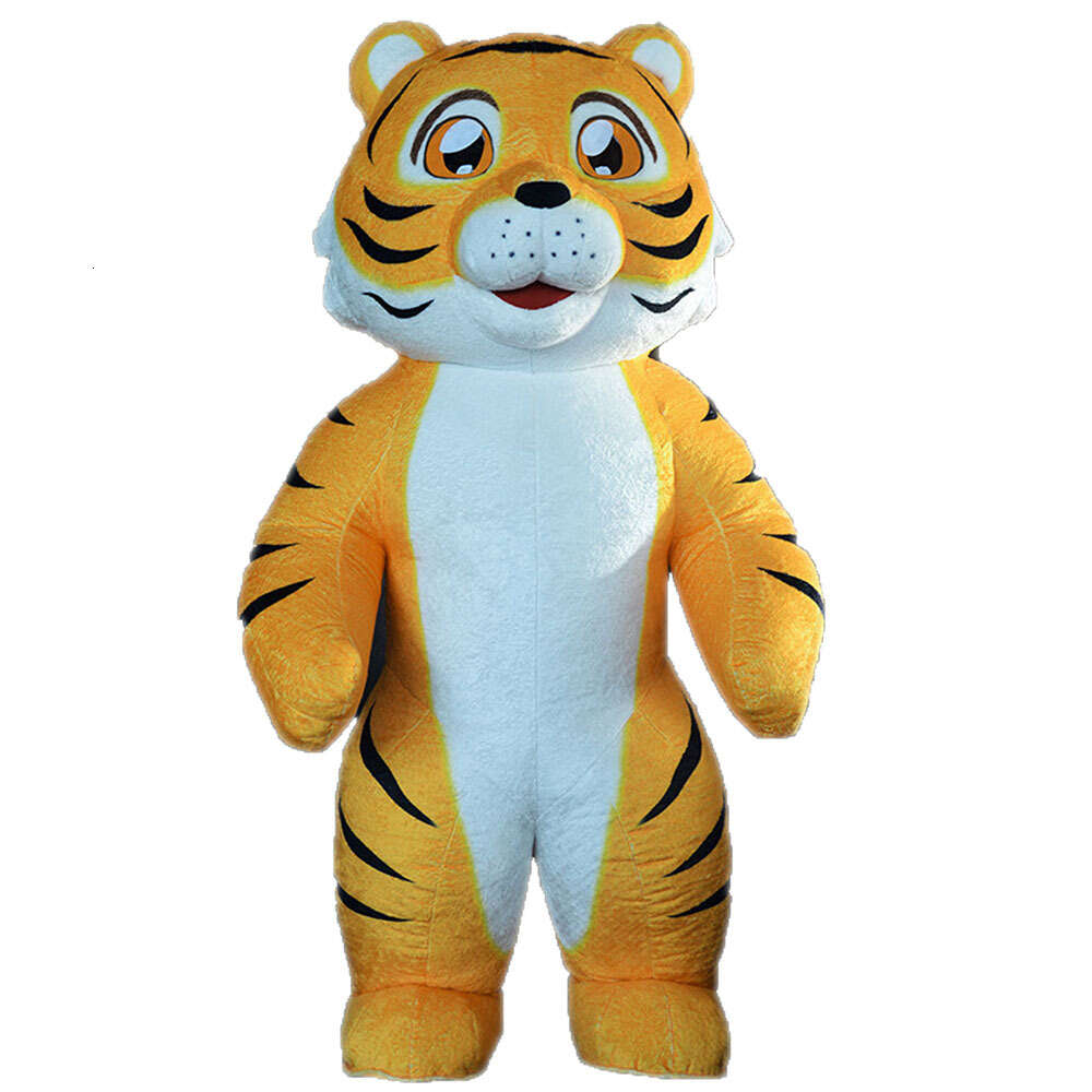 Mascot Costumes 2m/2.6m Iatable Mascot Costume Realistic Tiger Adult Blow Up Suit Theme Park Entertainment Character Dress