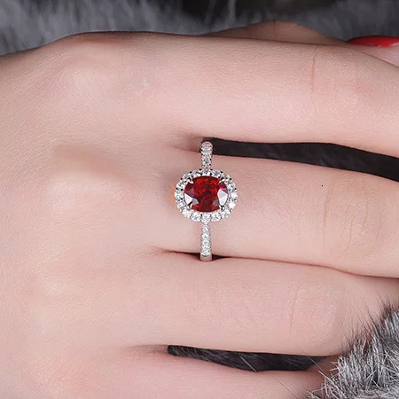 Classic natural ruby Red Stone Rings for Women 925 Sterling Silver Fashion Anniversary Jewelry For girls Christmas Day Gift 240323