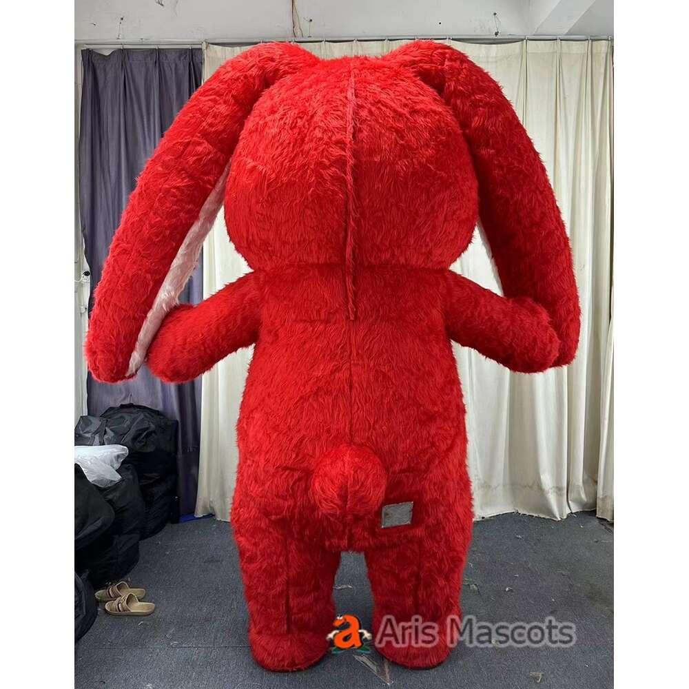Mascot Costumes 2m/2.6m Adult Red Rabbit Costume for Easter Entertainments Full Body Fur Bunny Mascot Suit Funny Walkable Animal Dress