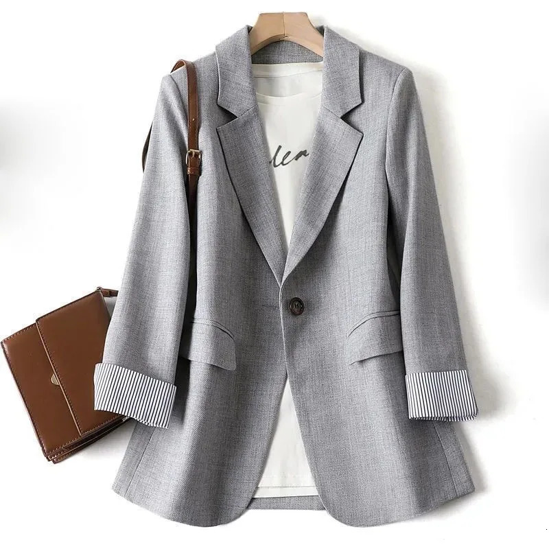 Ladies Long Sleeve Spring Casual Blazer Fashion Business Plaid Suits Women Work Office Jackets Coats S6XL 240318